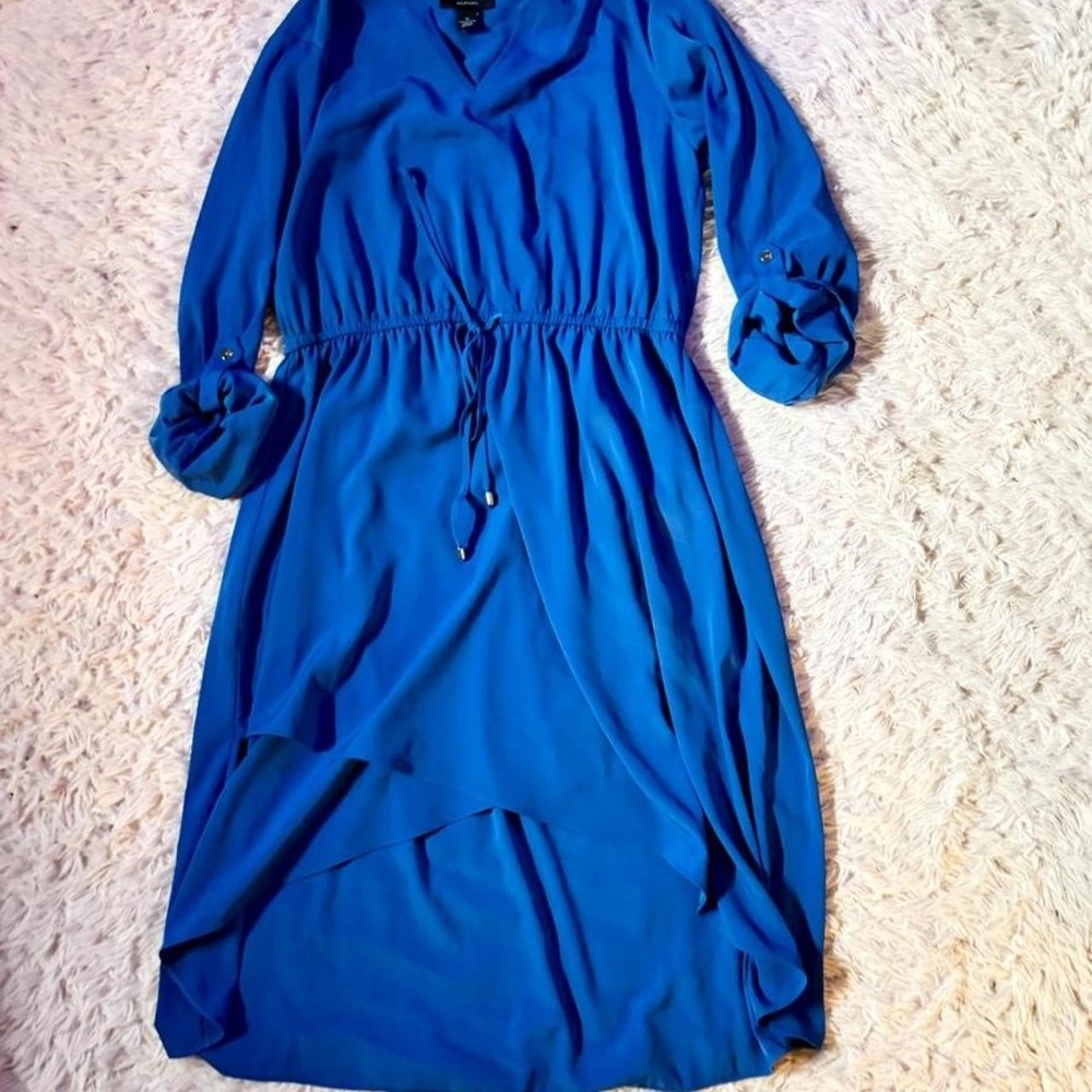 Cobalt Blue Asymmetrical Flowy Casual Colorful Vivid Dopamine Dress Womens 12
